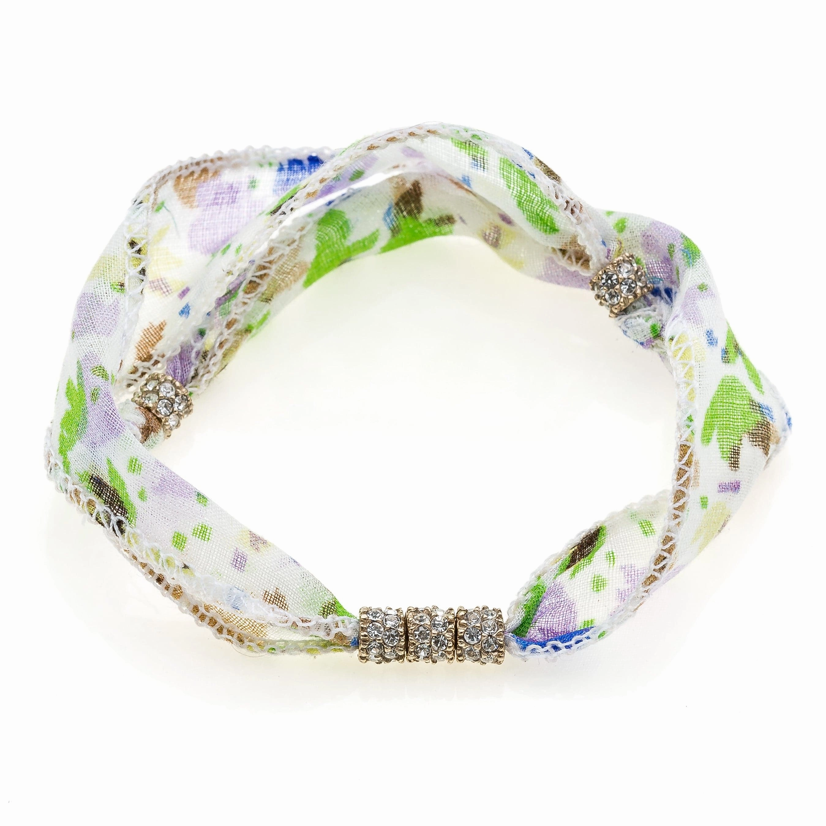 Giora' Soft Silk Bracelet with Swarovski Crystals White hand-chain-bracelet  