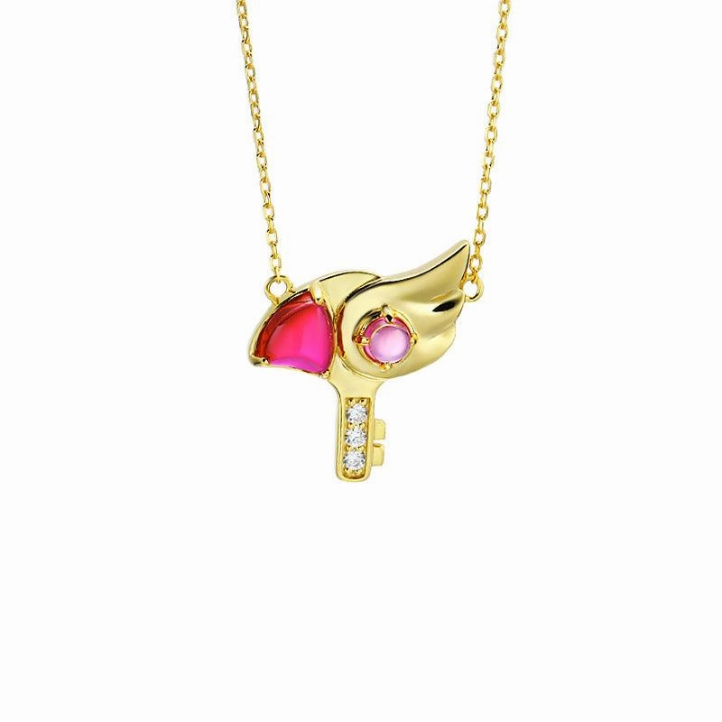 Girl Cherry Bird Head Seal Key Necklace
