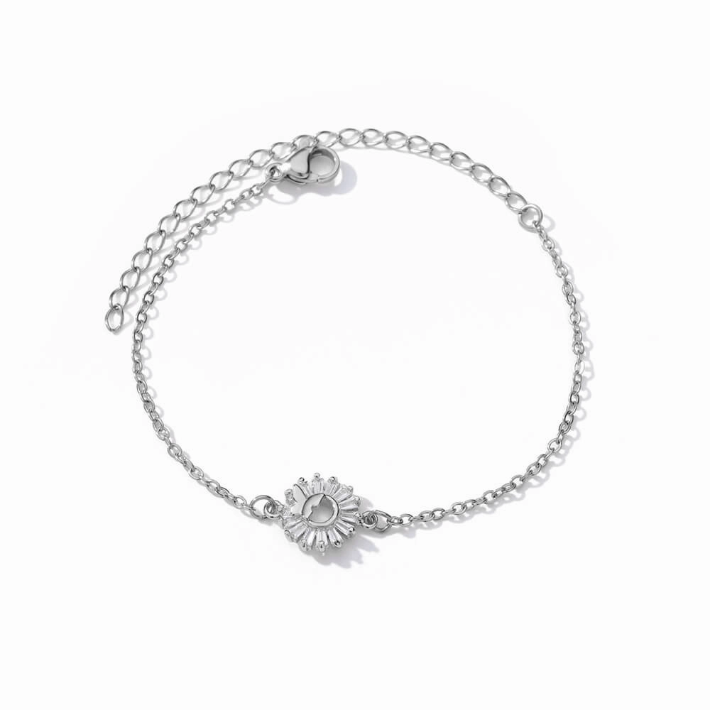 Gold Color Stainless Steel Sunflower Charm Bracelet - Luxury Wedding & Party Jewelry Gift