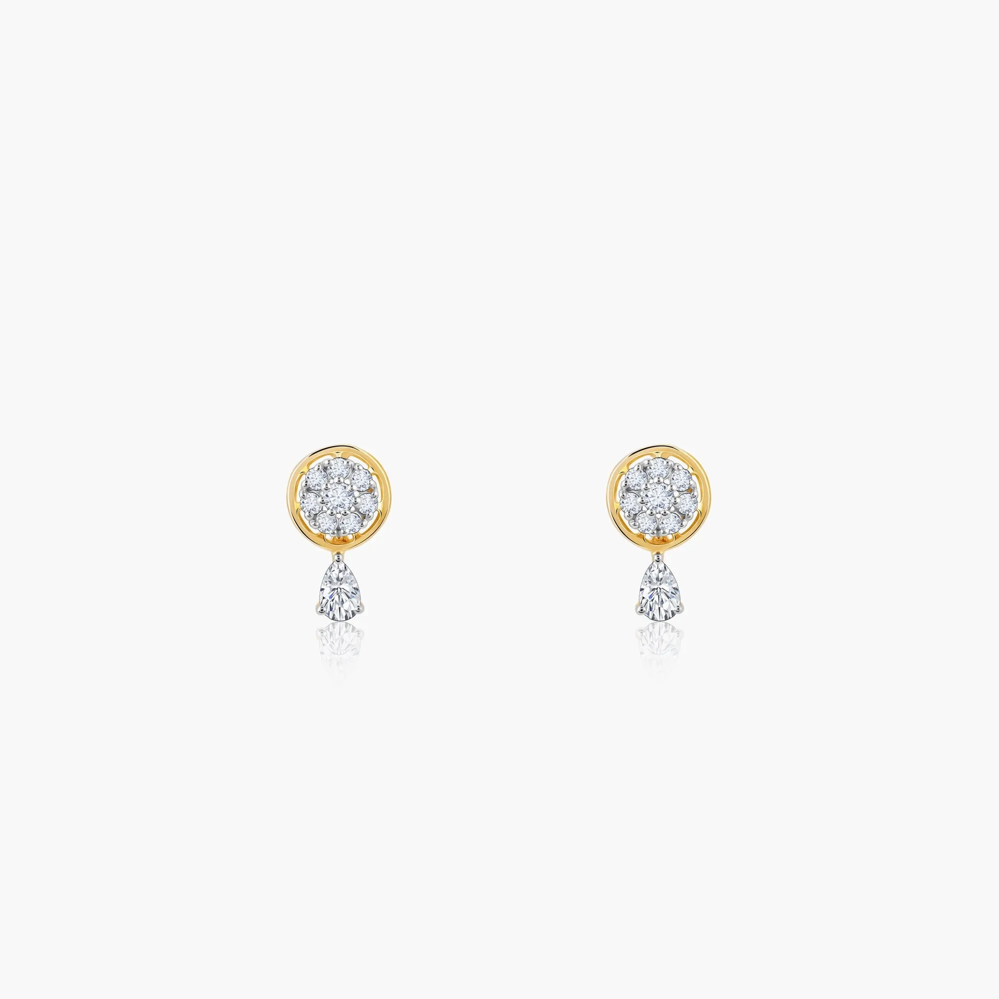 Gold Floral Dangling Diamond Earrings
