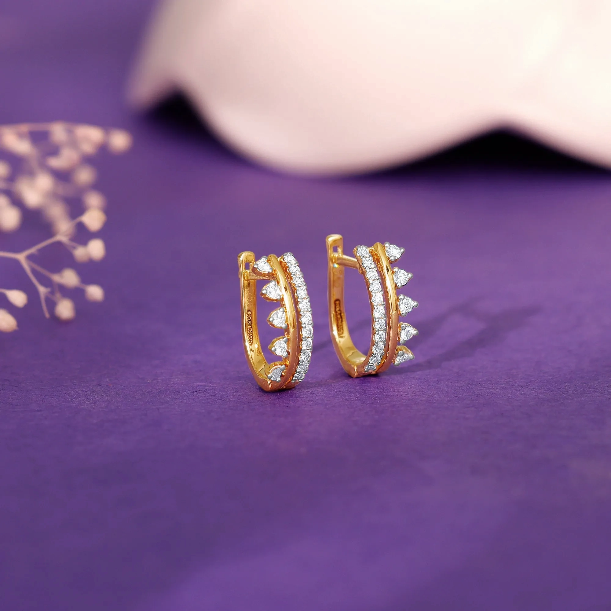 Gold Glitter Bomb Diamond Earrings