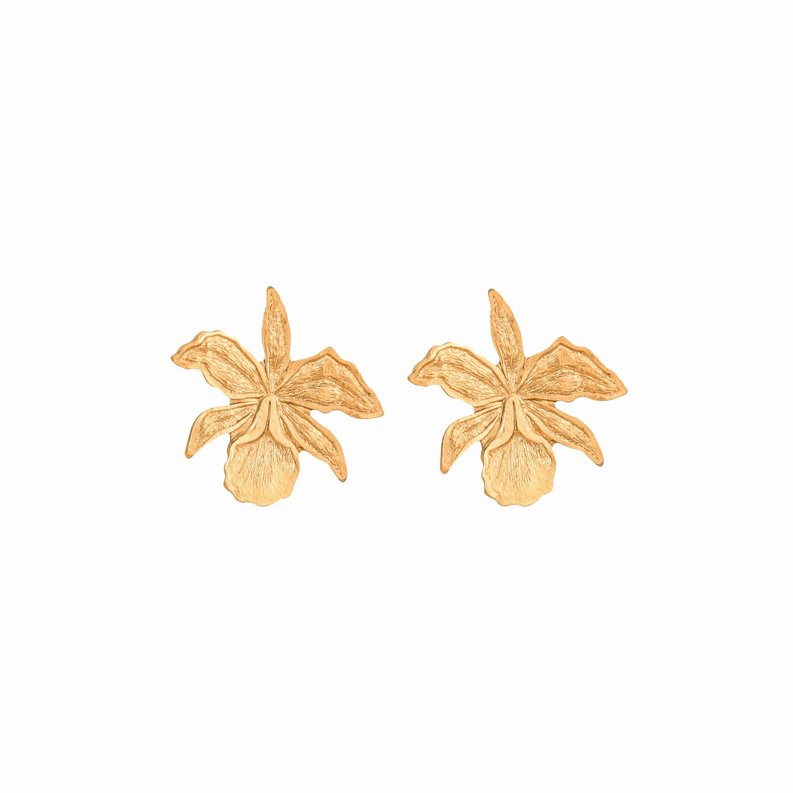 Gold Orchid Studs
