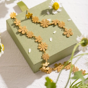 Gold Plated Asymmetrical Daisy Earrings 