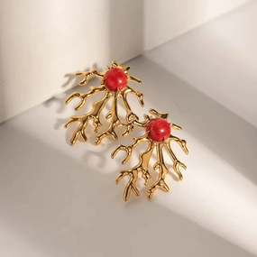 Gold Plated Coral-shaped Earrings 