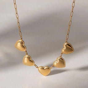 Gold-Plated Heart Pendant Stainless Steel Necklace 