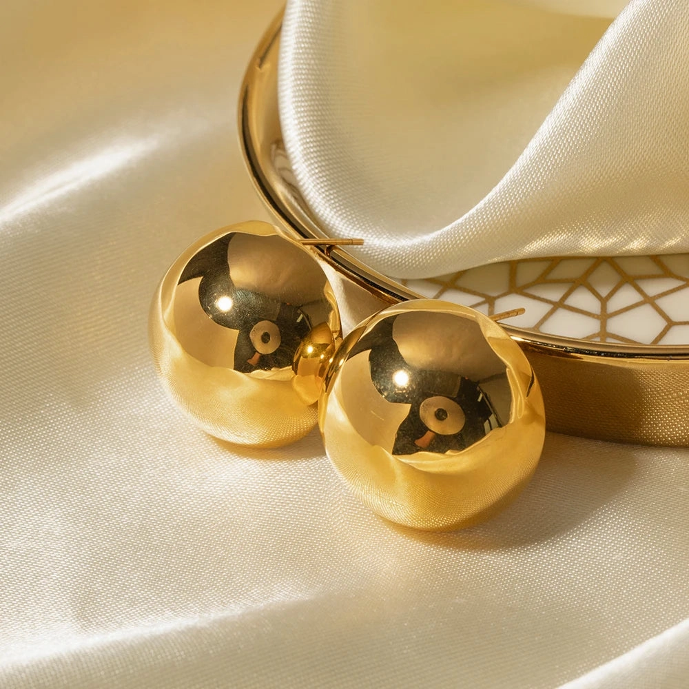 Gold Plated Hemispherical Cutout Earrings for Women 