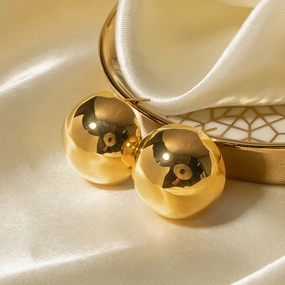 Gold Plated Hemispherical Cutout Earrings for Women 