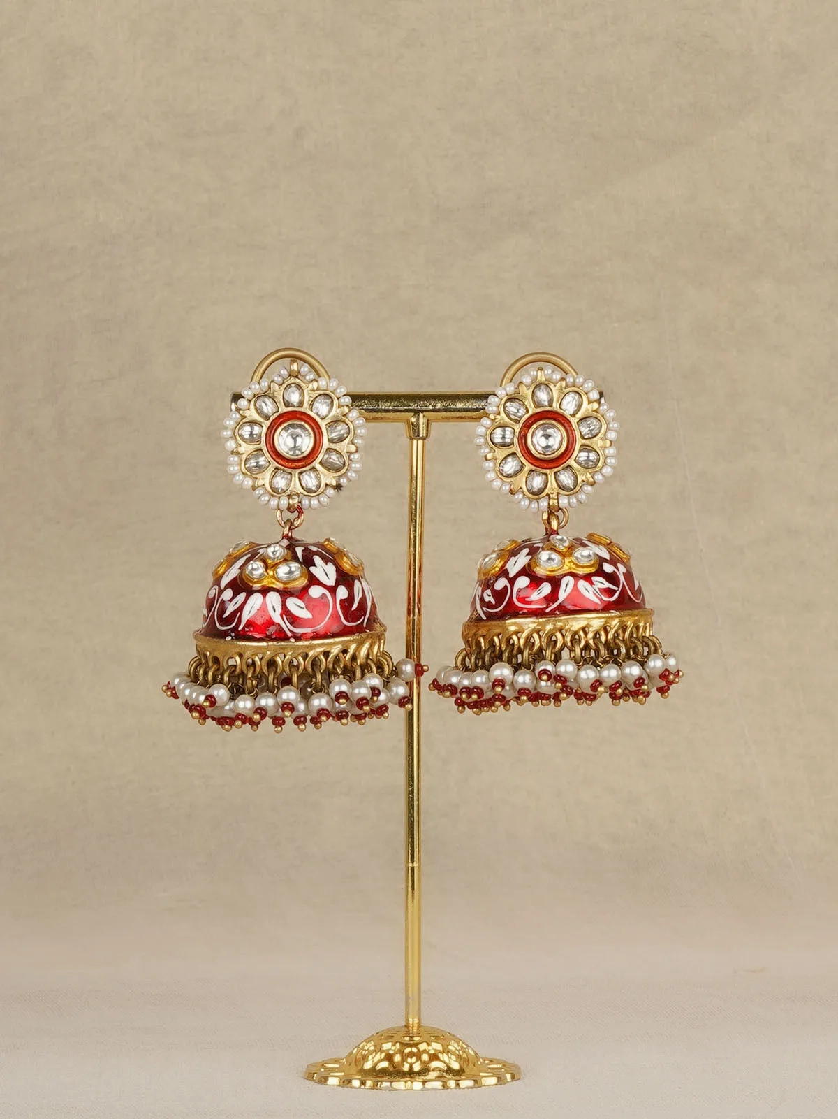 Gold Plated Jadau Kundan Earrings - ME1405