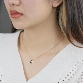 Gold Plated Natural Malachite Necklace 