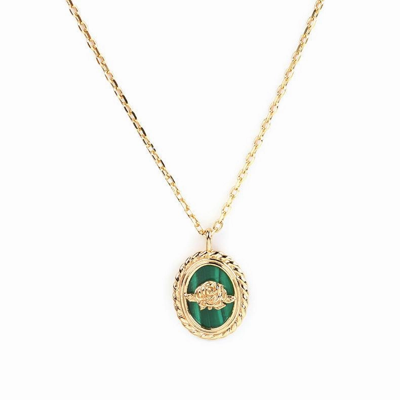 Gold Plated Natural Malachite Necklace