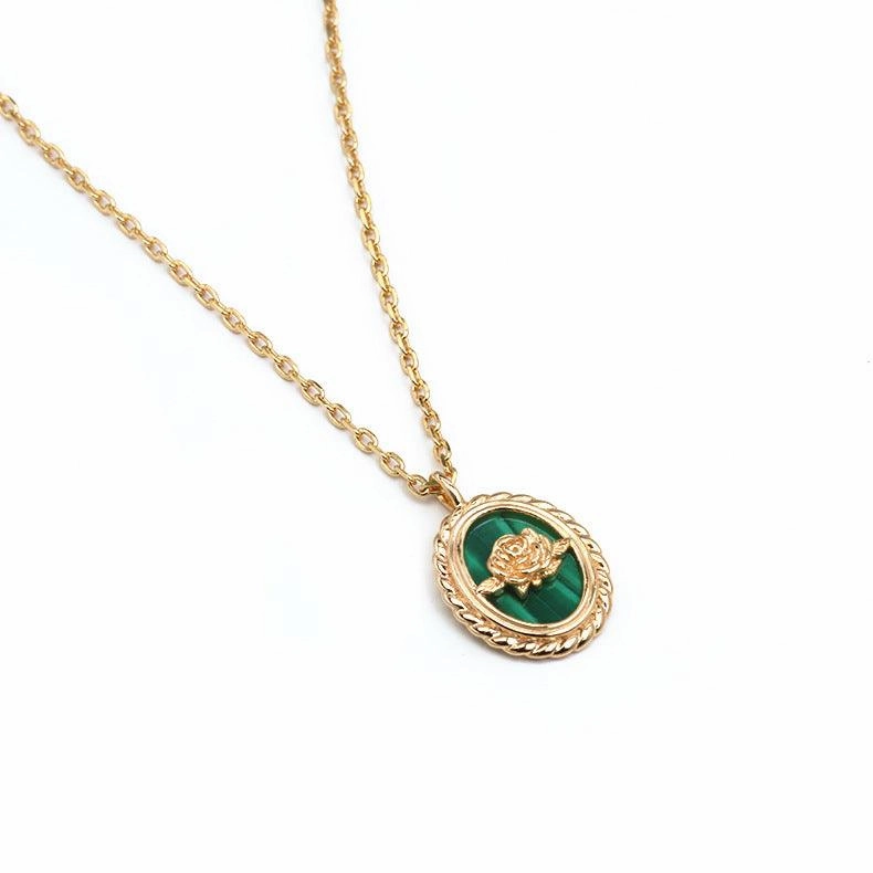 Gold Plated Natural Malachite Necklace