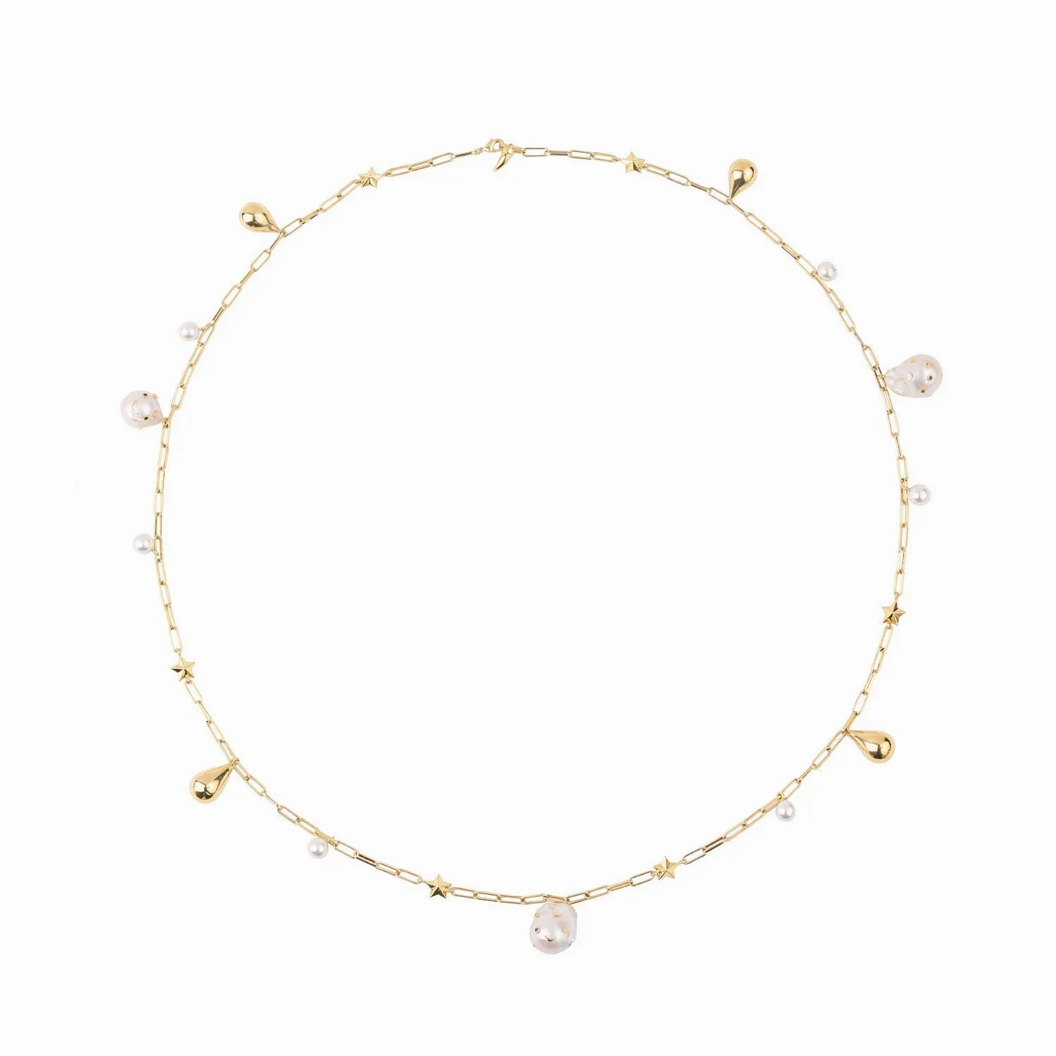 Gold Plated Necklace w. Pearls