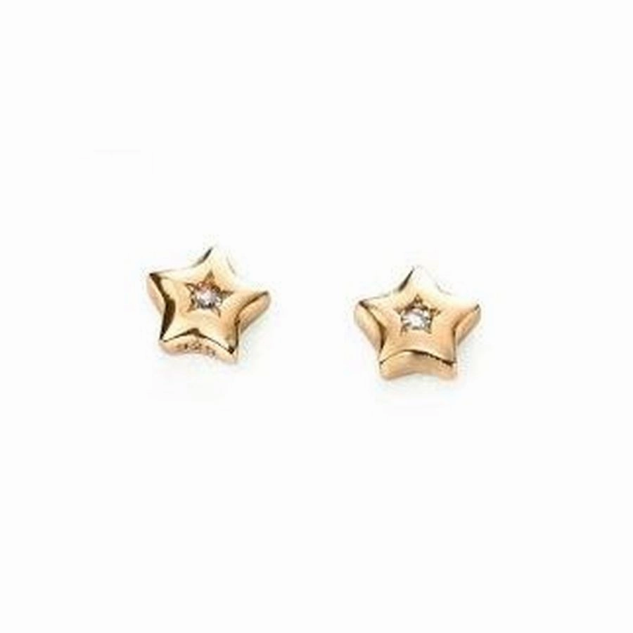 Gold Plated Silver Cubic Zirconia Set Star Stud Earrings texture-silver-ornament  