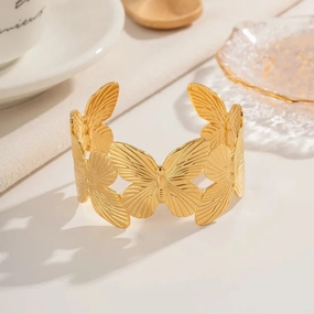 Gold Plated Stainless Steel Butterfly Bracelet 