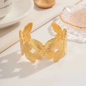 Gold Plated Stainless Steel Butterfly Bracelet 