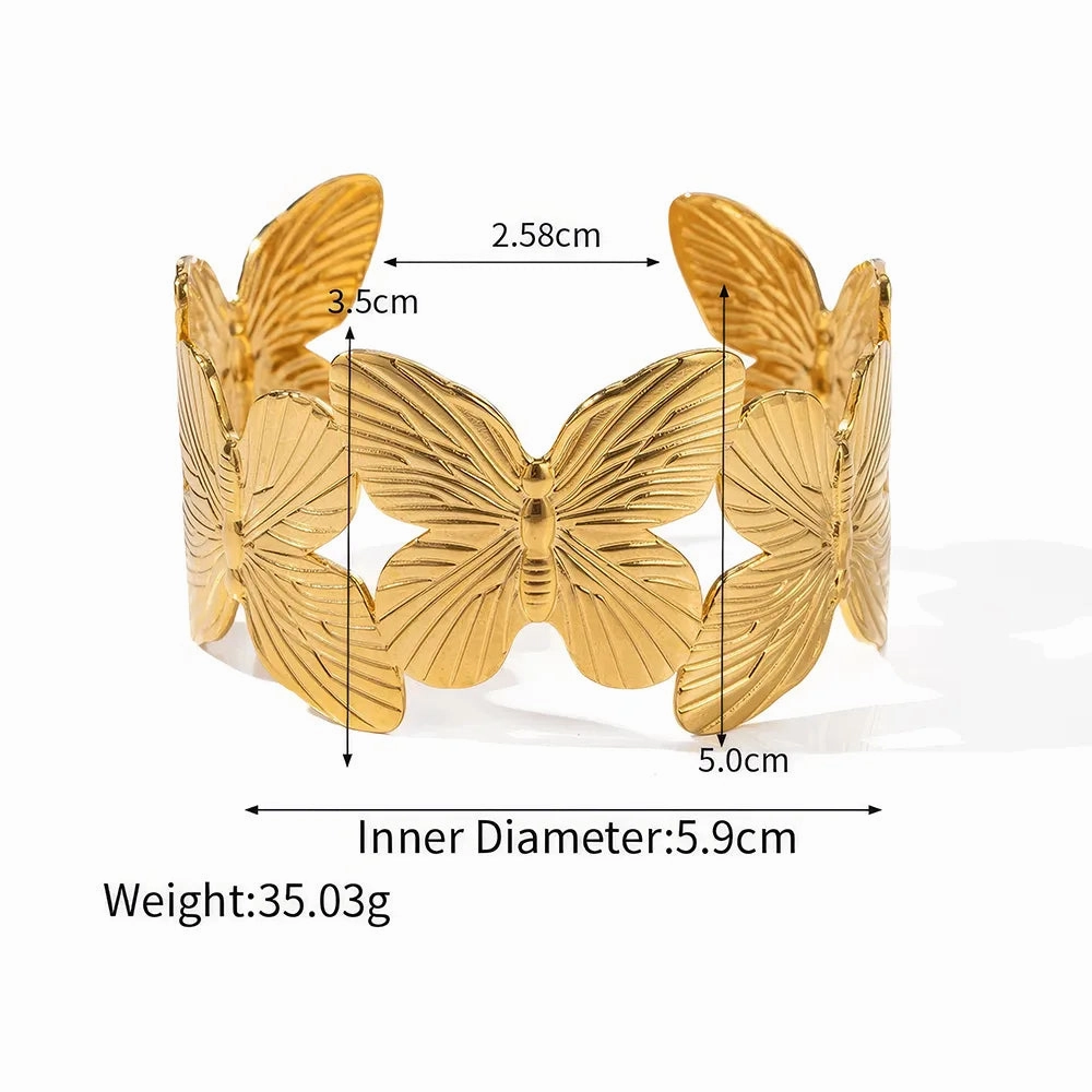 Gold Plated Stainless Steel Butterfly Bracelet