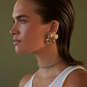 Gold-Plated Stainless Steel Spiral Conch Earrings 