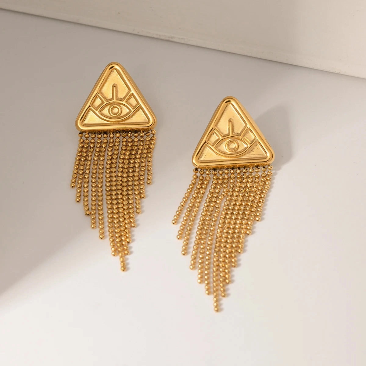 Gold-Plated Stainless Steel Triangle Drop Earrings 