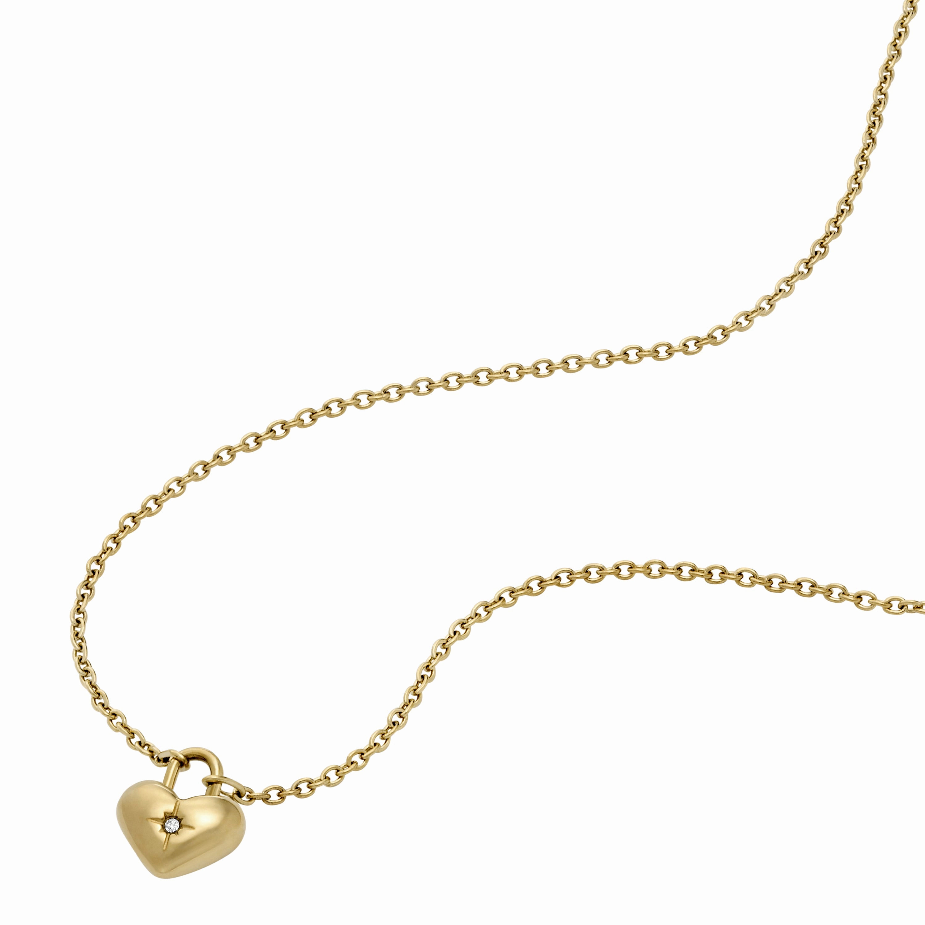 Gold-Tone Stainless Steel Heart Necklace and Earrings Gift Set