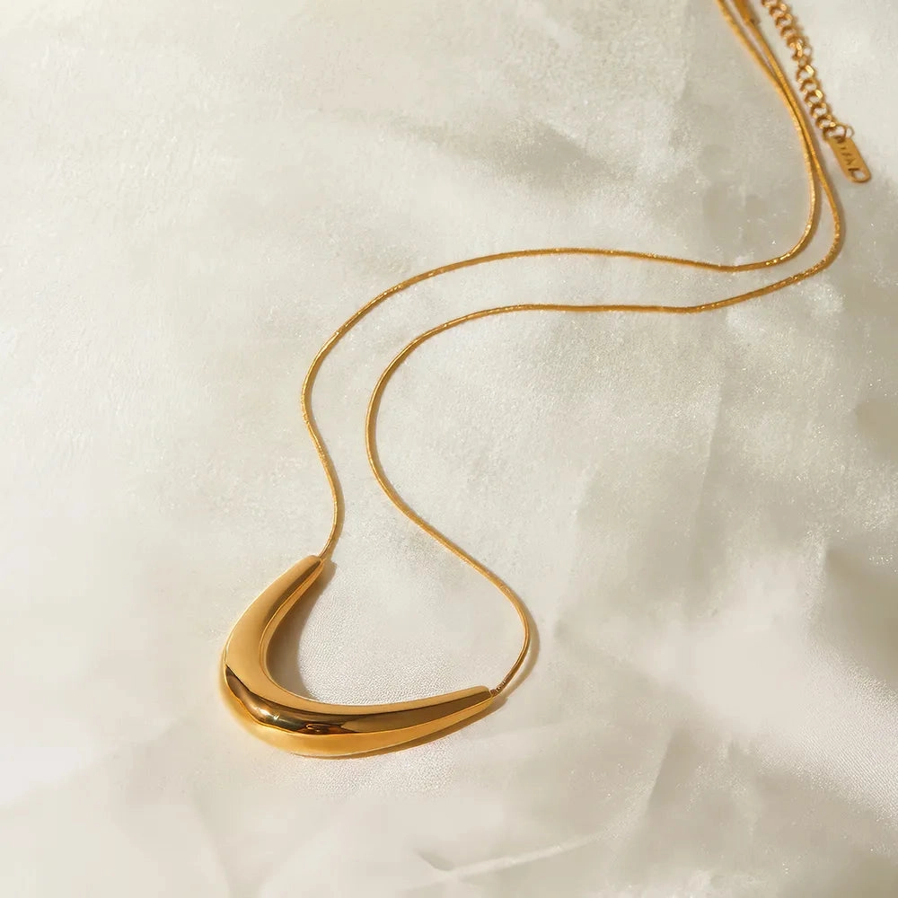 Golden Crescent Statement Necklace 