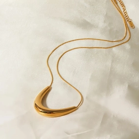 Golden Crescent Statement Necklace 