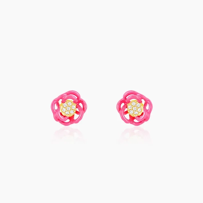 Golden Pink Brahma Kamal Bud Earrings