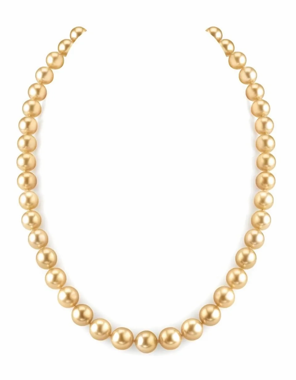 Golden South Sea Pearl Necklace, 8.0-10.0mm - AAA Quality