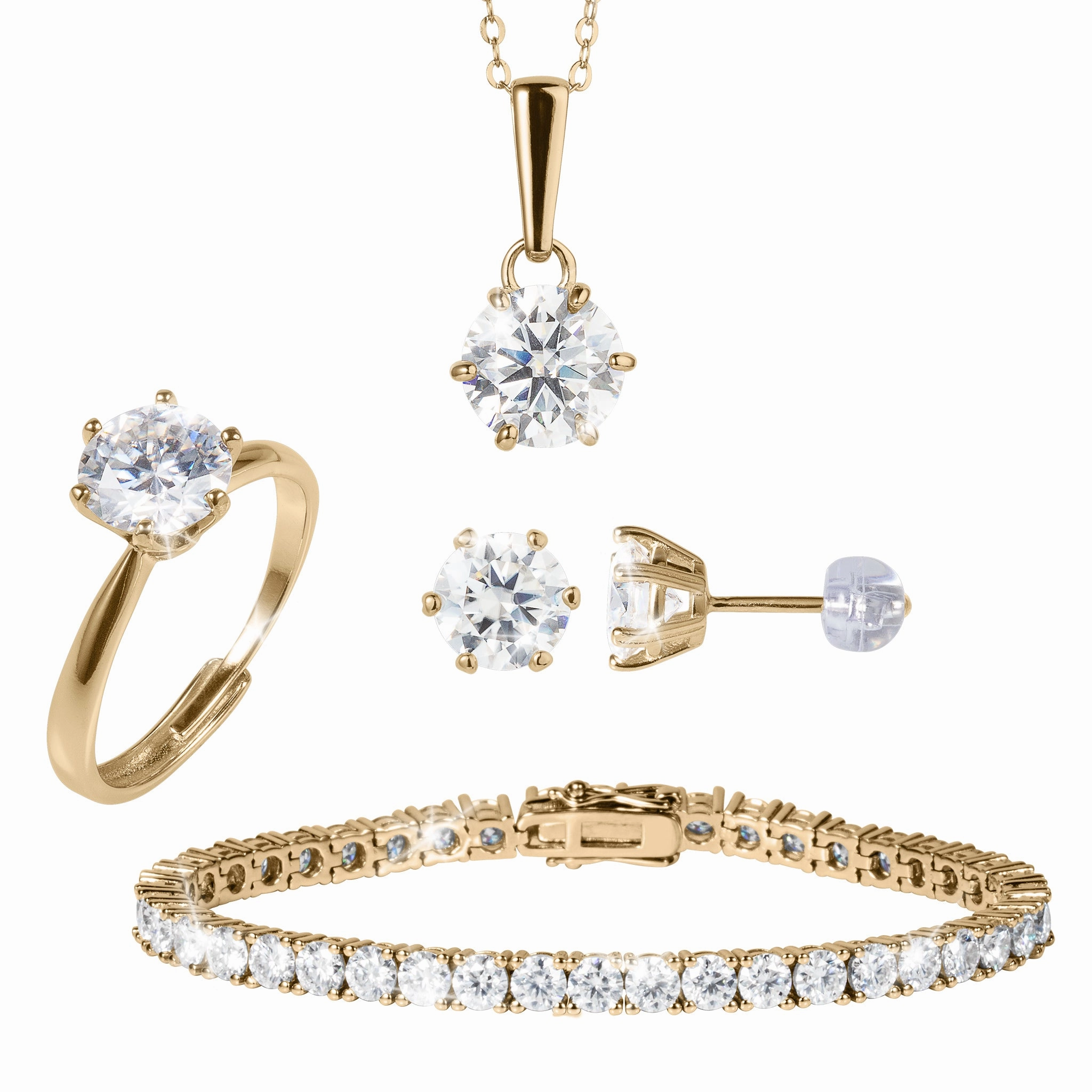 Golden Stardust Moissanite 4-Piece Collection suit-set  