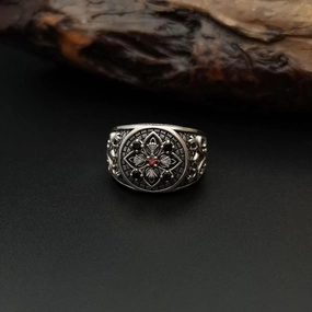 Gothic Children's Military Flower Open Ring For Men And Women 