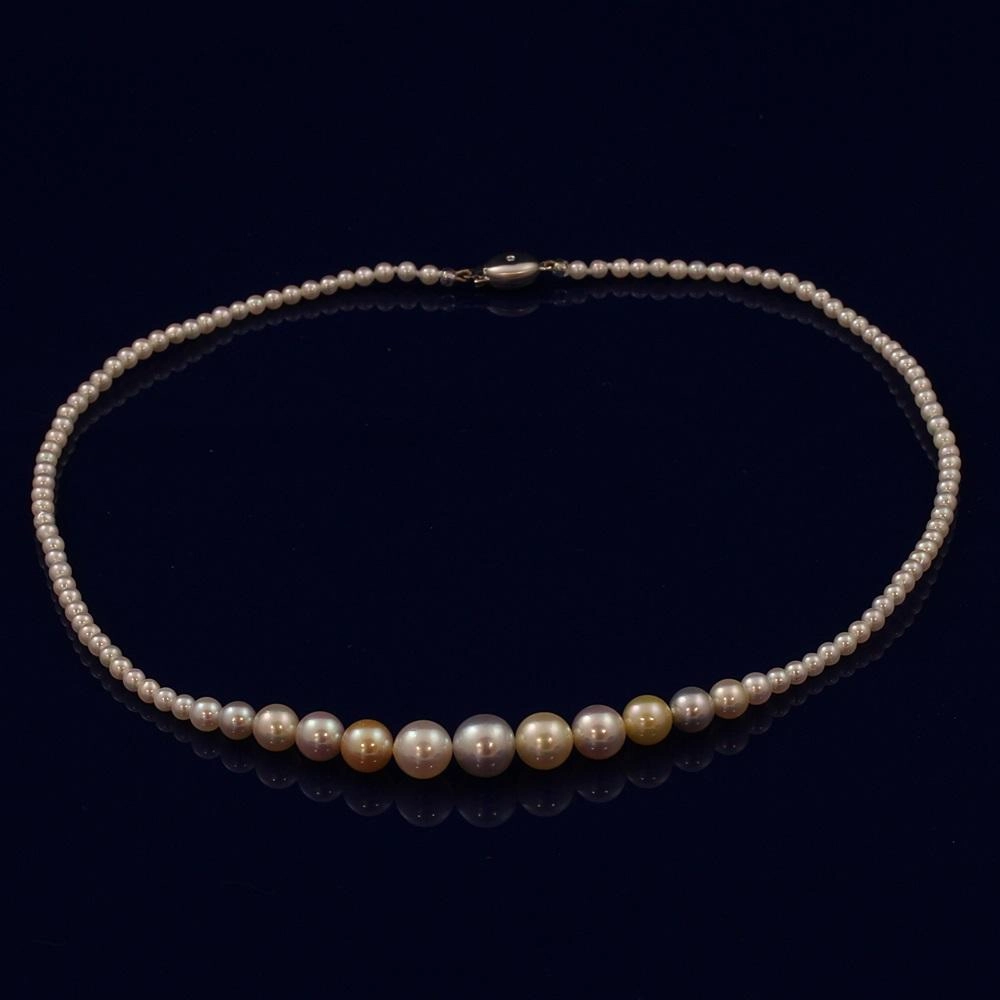 Graduated Natural Pastel Colours Cultured Akoya Pearl 17" Necklace texture-pearl  