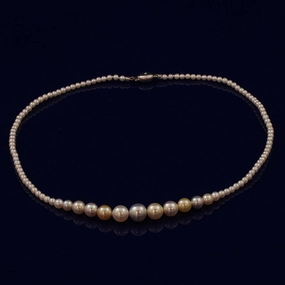 Graduated Natural Pastel Colours Cultured Akoya Pearl 17" Necklace texture-pearl  