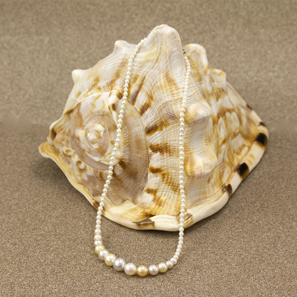 Graduated Natural Pastel Colours Cultured Akoya Pearl 17" Necklace