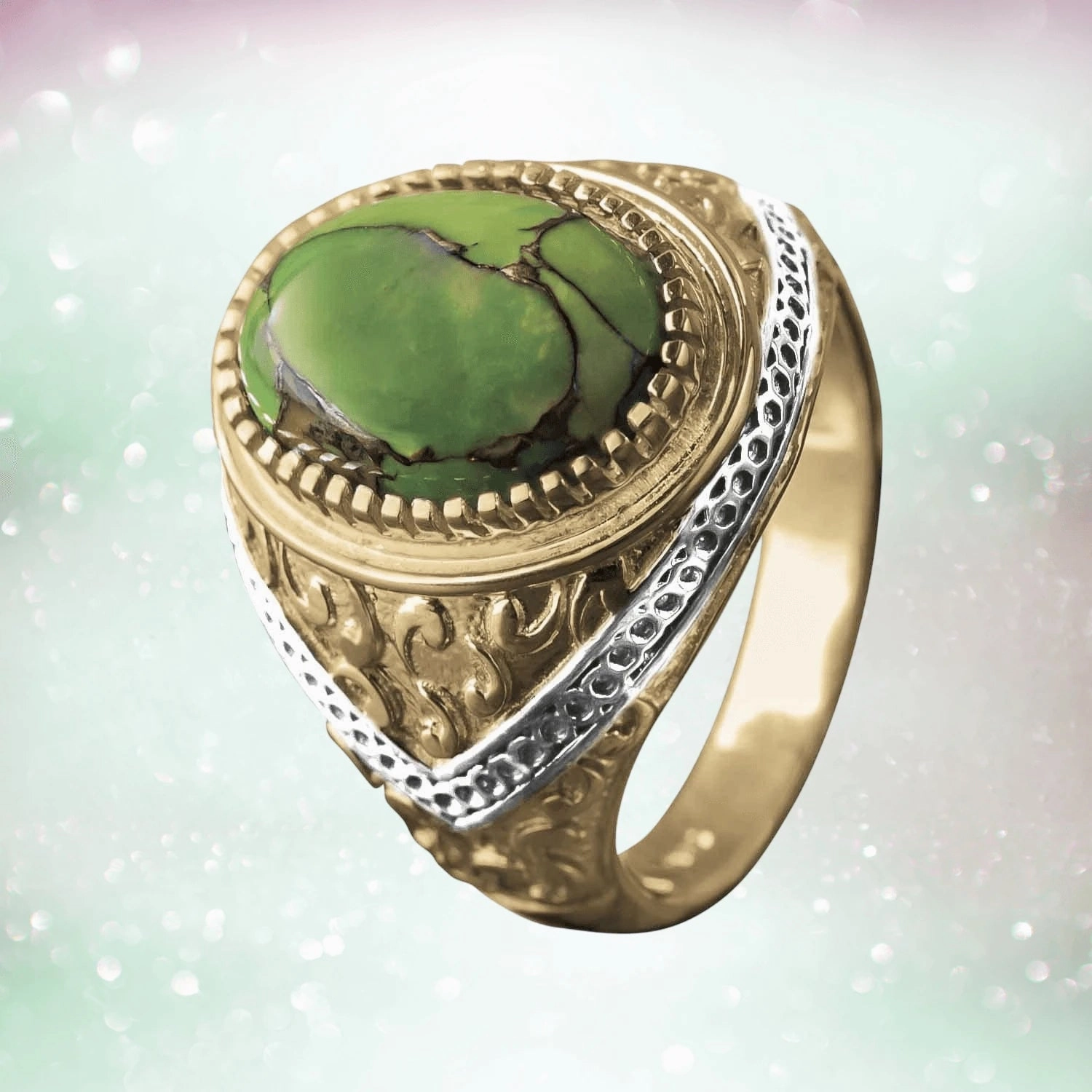 Green Copper Turquoise Ring