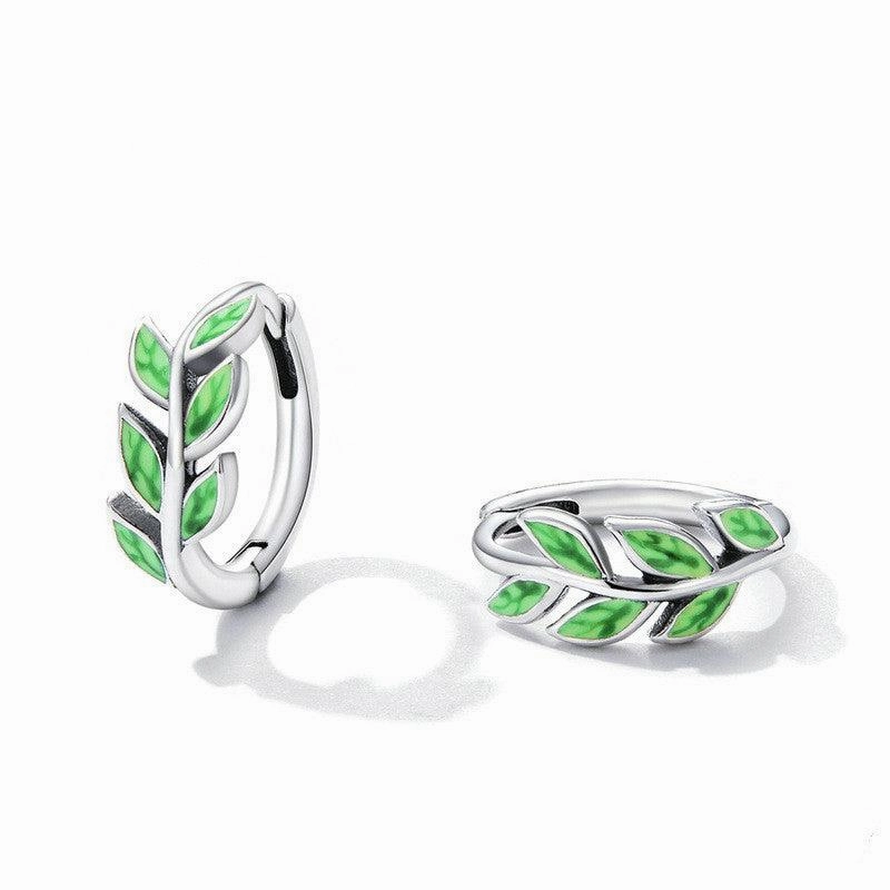 Green Zircon Simple Green Branch Earrings