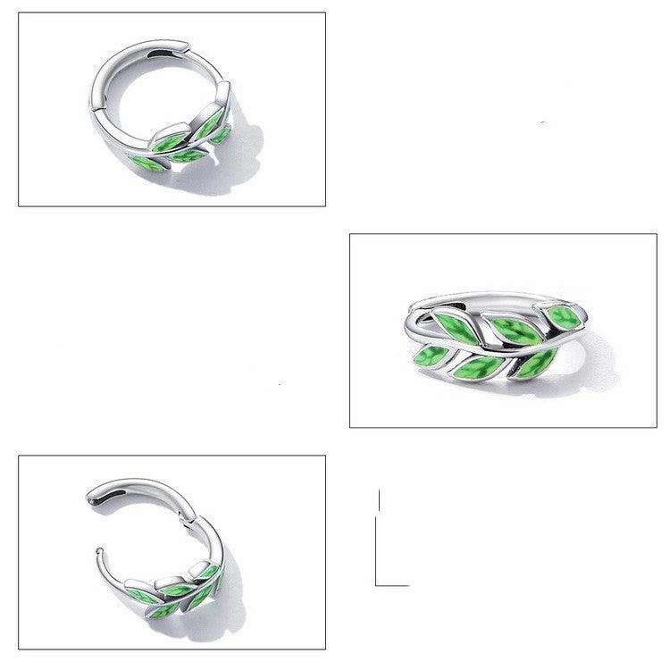 Green Zircon Simple Green Branch Earrings