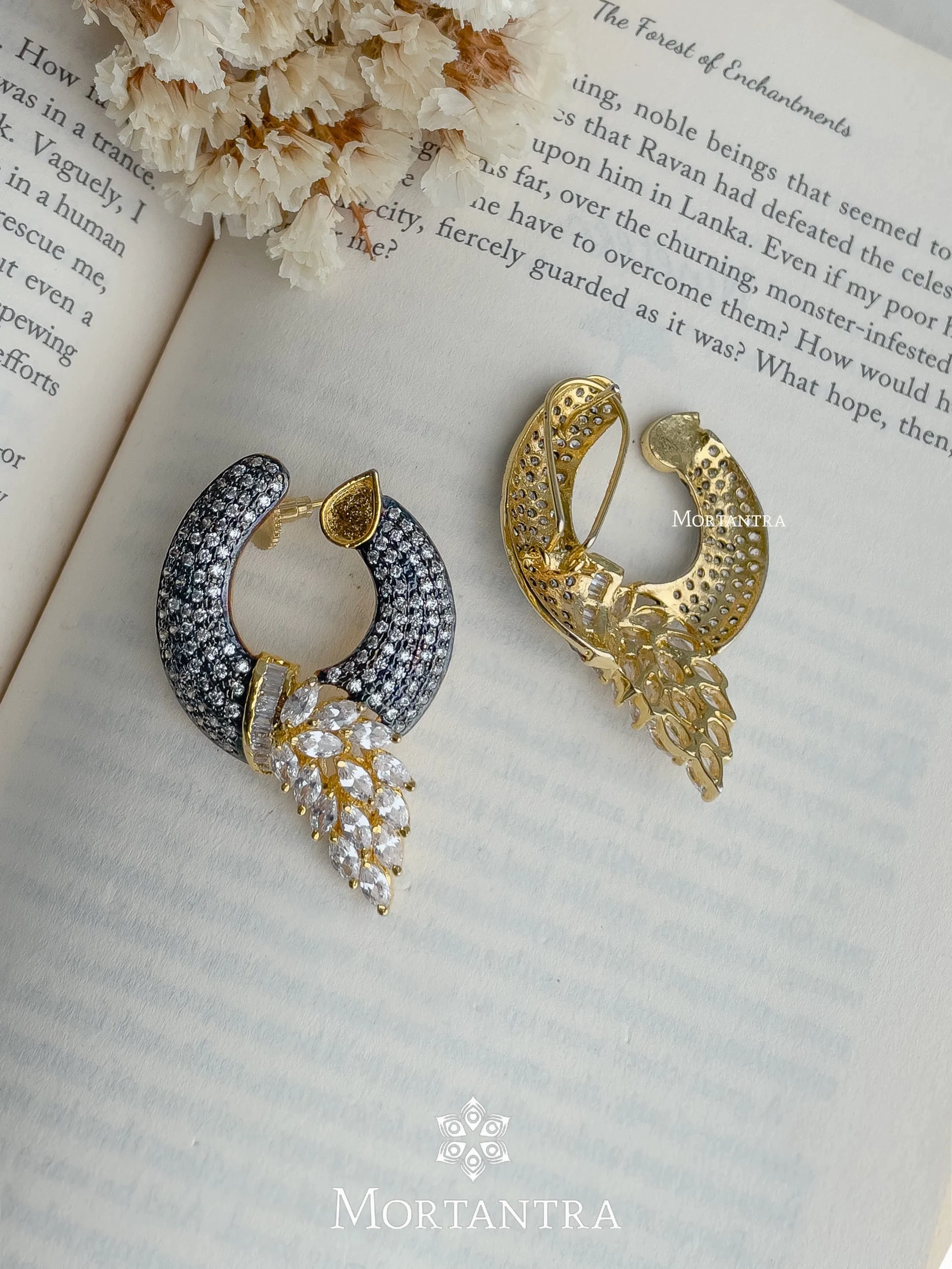 Grey Color Faux Diamond Earrings - CZEAR2000