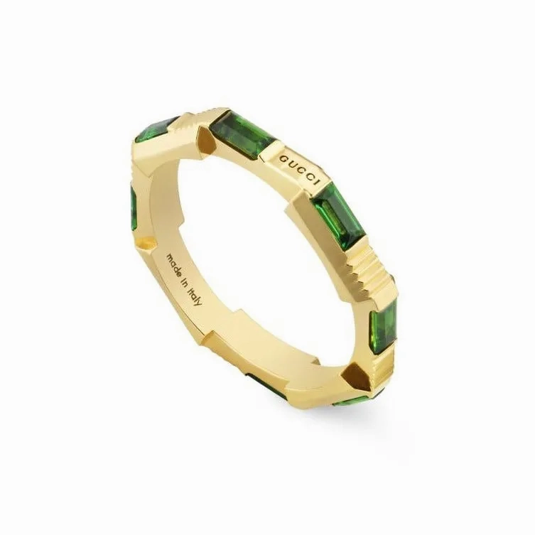 Gucci Link to Love 18ct Yellow Gold Tourmaline 2mm Ring