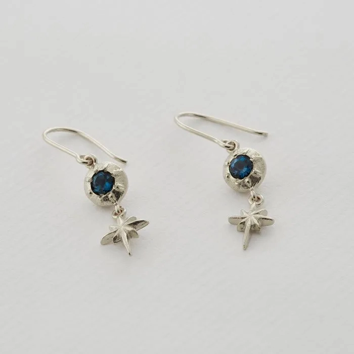Guiding Star Blue Topaz Hook Earrings