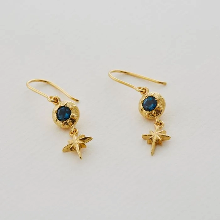 Guiding Star Blue Topaz Hook Earrings