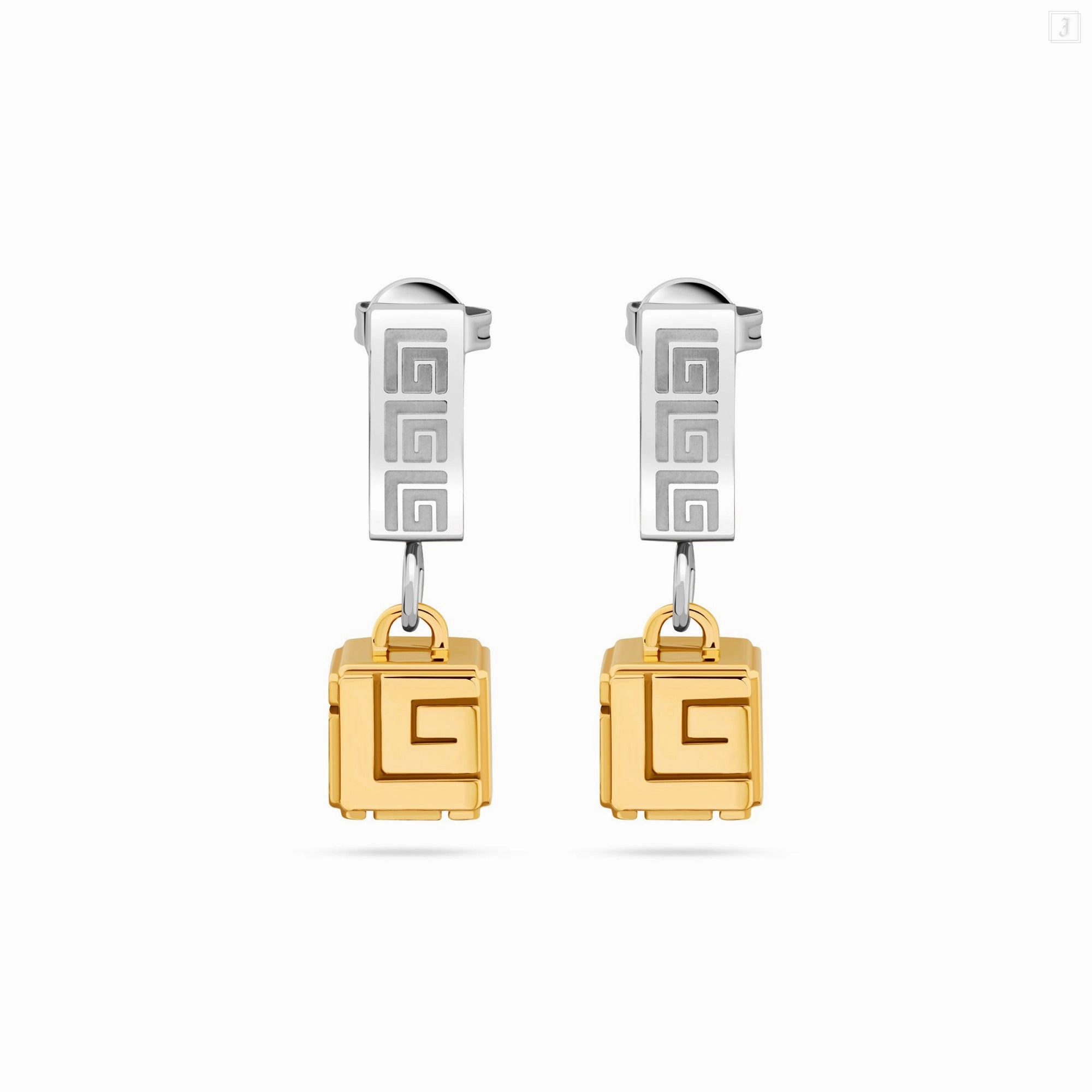 Guy Laroche Aline Stainless Steel Gold Plated Earrings With Crystals 
