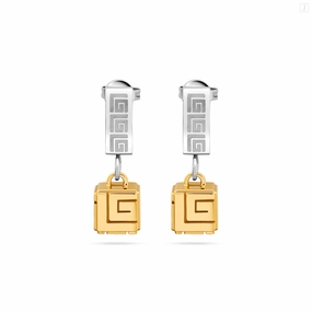 Guy Laroche Aline Stainless Steel Gold Plated Earrings With Crystals 
