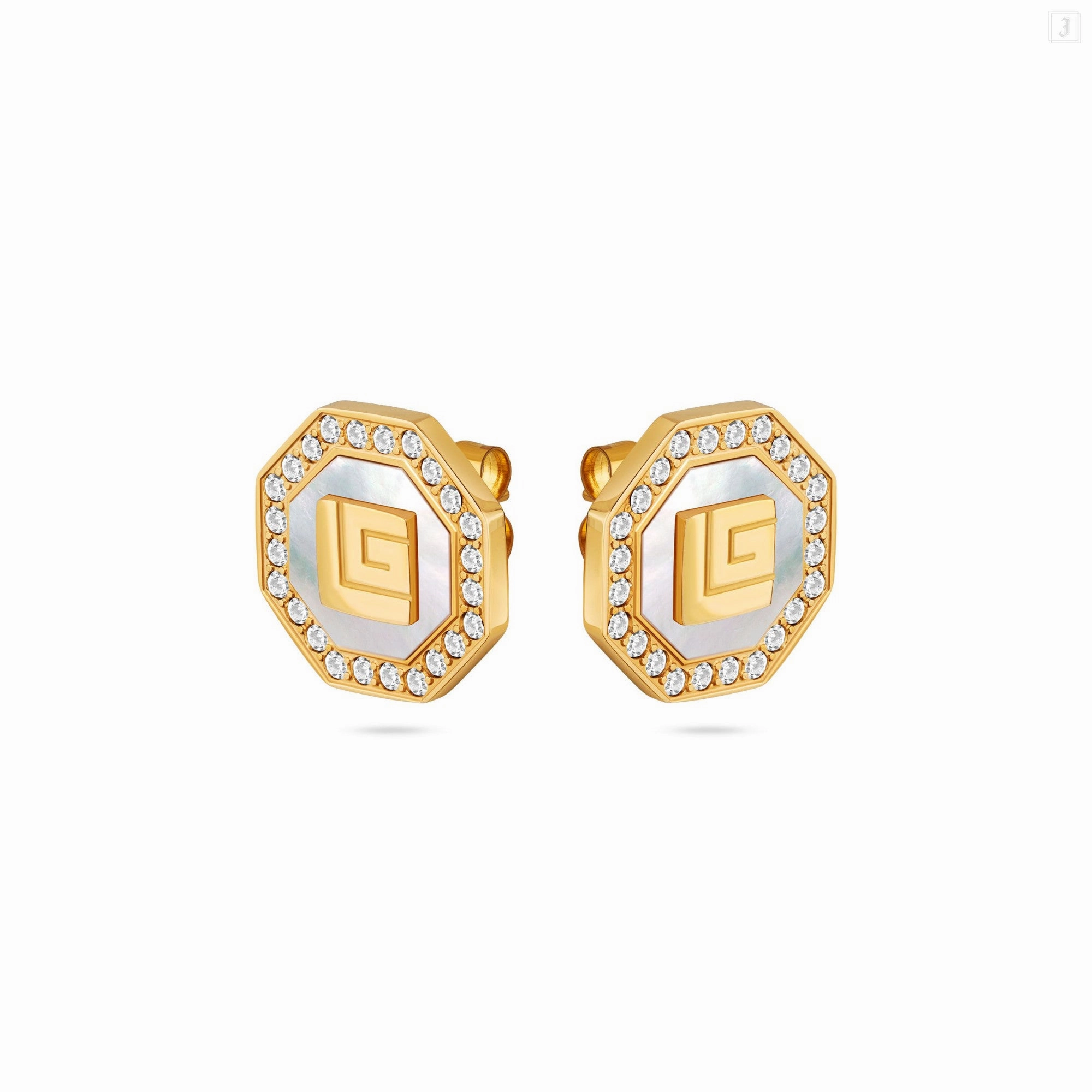 Guy Laroche Ambre Gold Plated Earring With MOP & Crystals