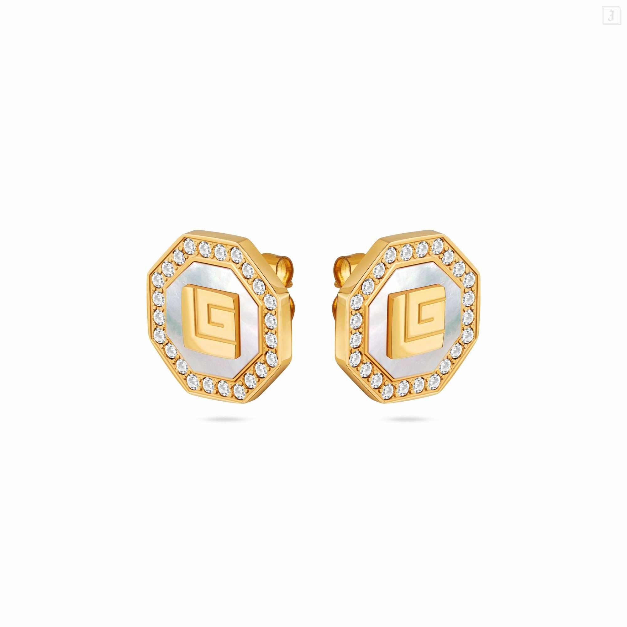 Guy Laroche Ambre Gold Plated Earring With MOP & Crystals