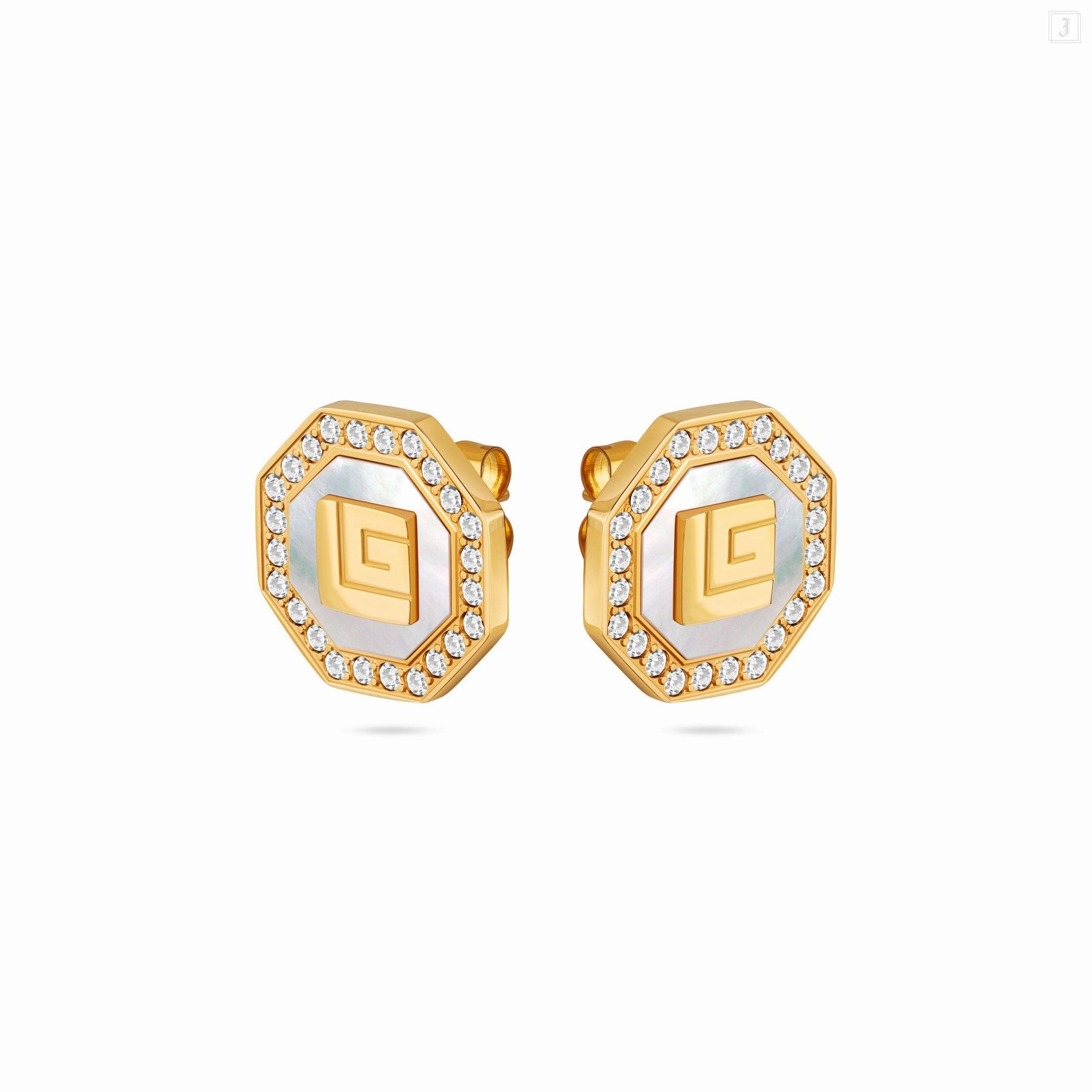 Guy Laroche Ambre Gold Plated Earring With MOP & Crystals