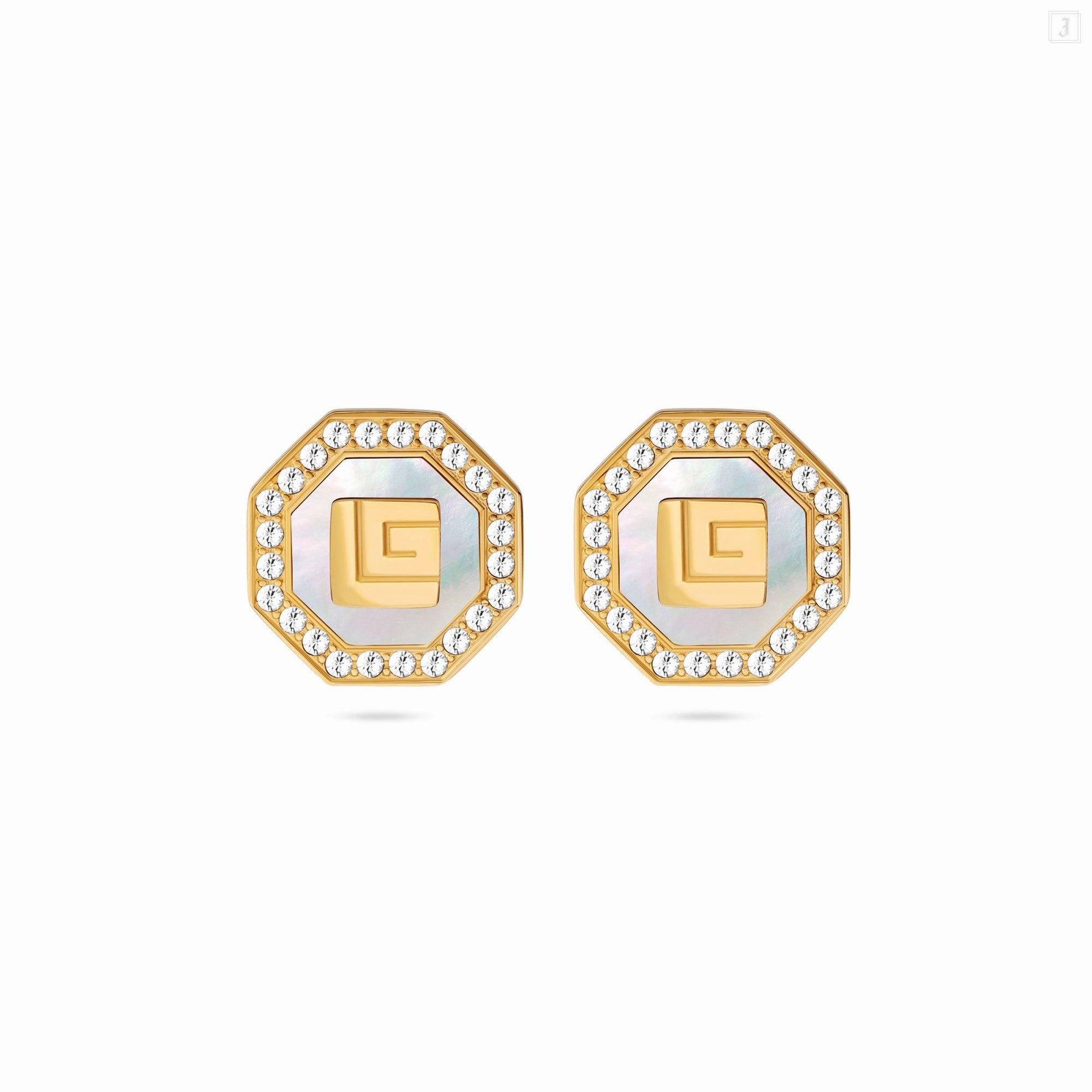 Guy Laroche Ambre Gold Plated Earring With MOP & Crystals fashion-jewelry  