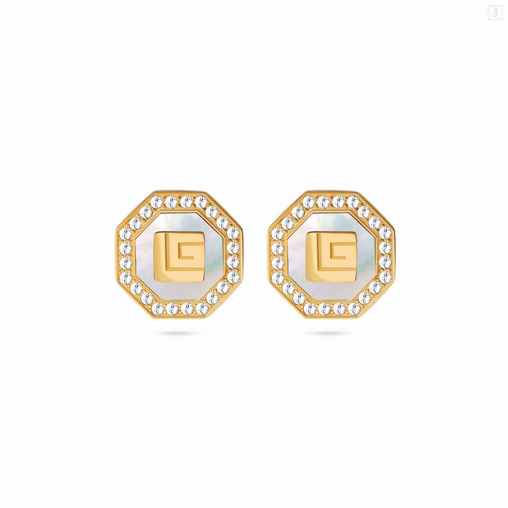 Guy Laroche Ambre Gold Plated Earring With MOP & Crystals 