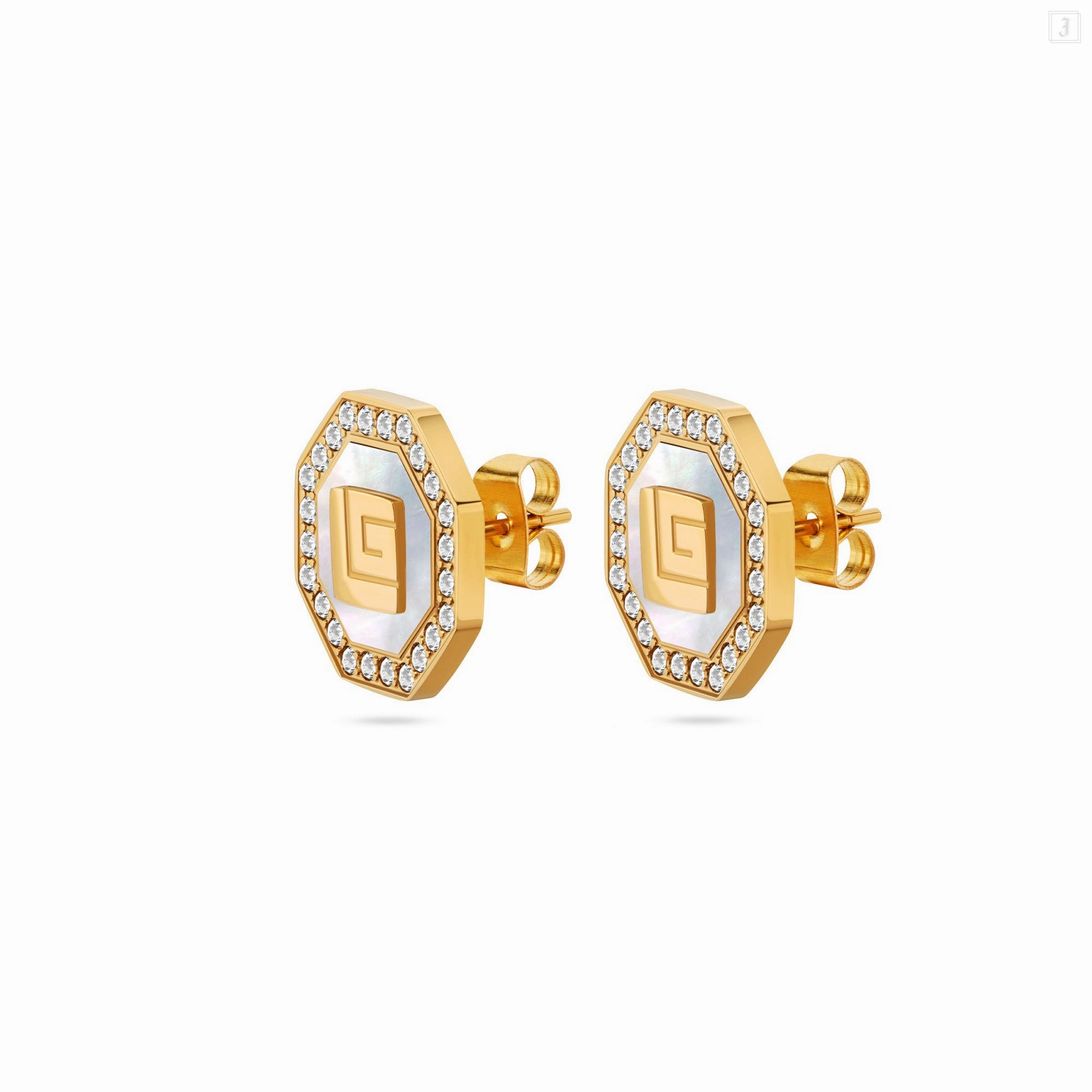 Guy Laroche Ambre Gold Plated Earring With MOP & Crystals