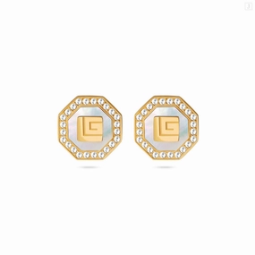 Guy Laroche Ambre Gold Plated Earring With MOP & Crystals fashion-jewelry  