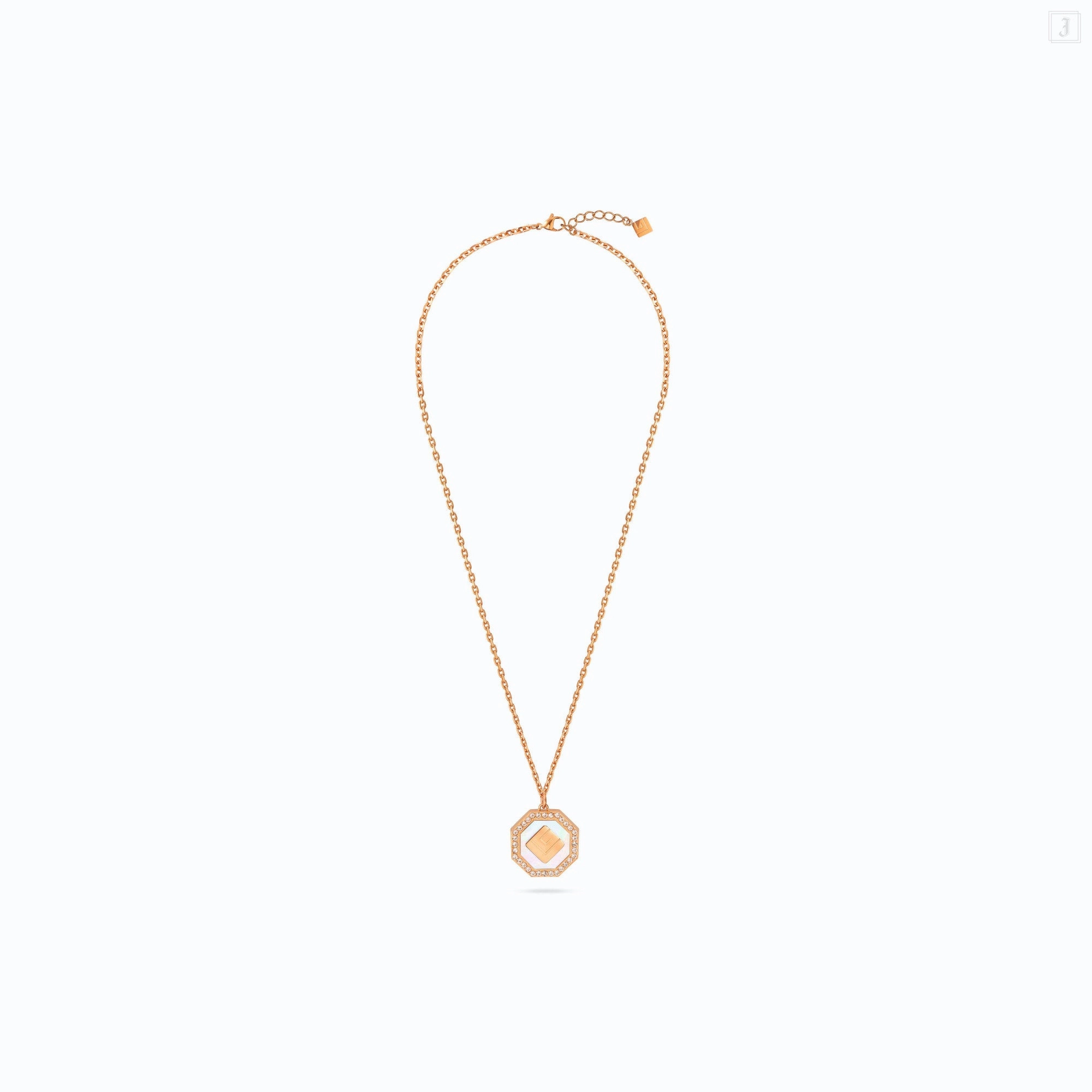 Guy Laroche Ambre Ladies Rose Gold Necklace with MOP & Crystals fashion-jewelry  