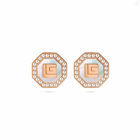 Guy Laroche Ambre Ladies Rose Gold With MOP & Crystals Earring 